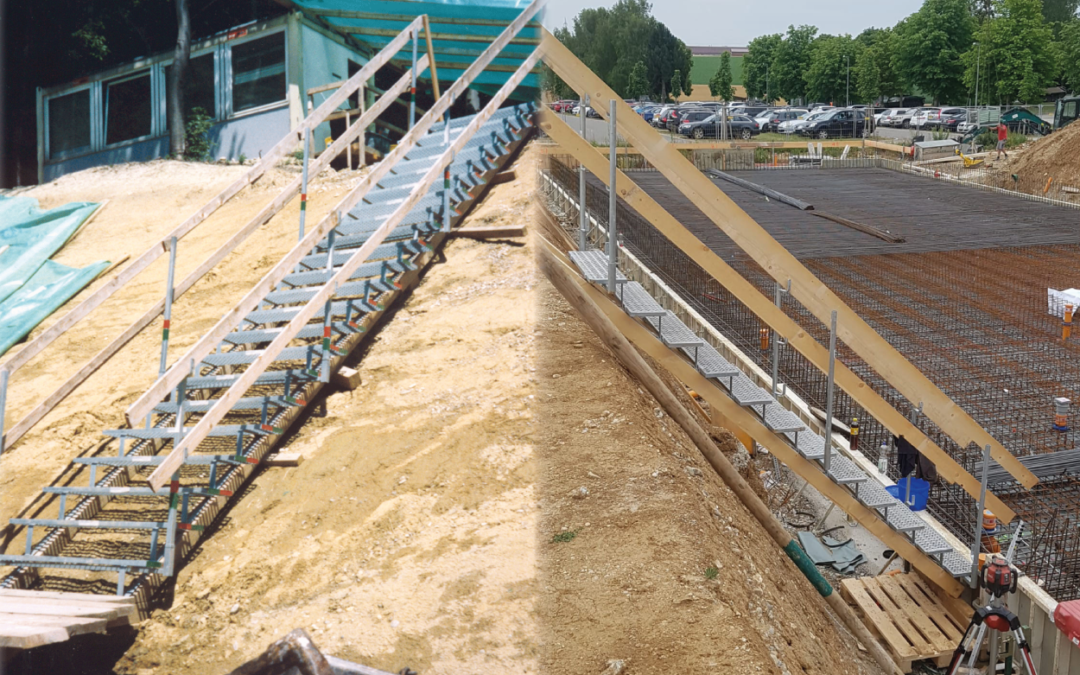 Escalier de chantier marche par marche